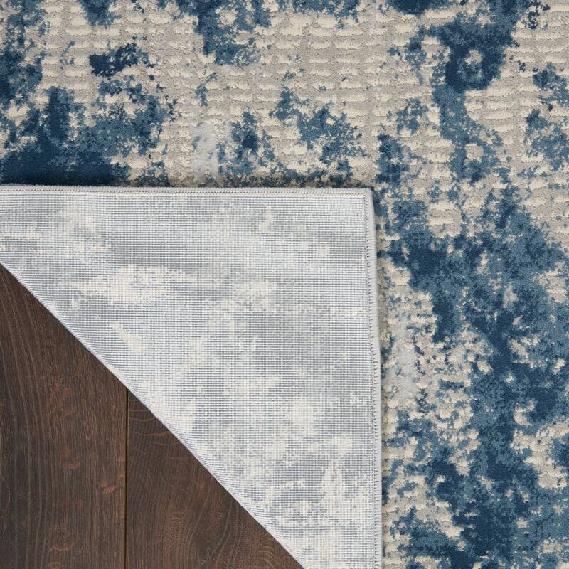 Nourison Rustic Textures Abstract Modern Blue Grey Area Rug