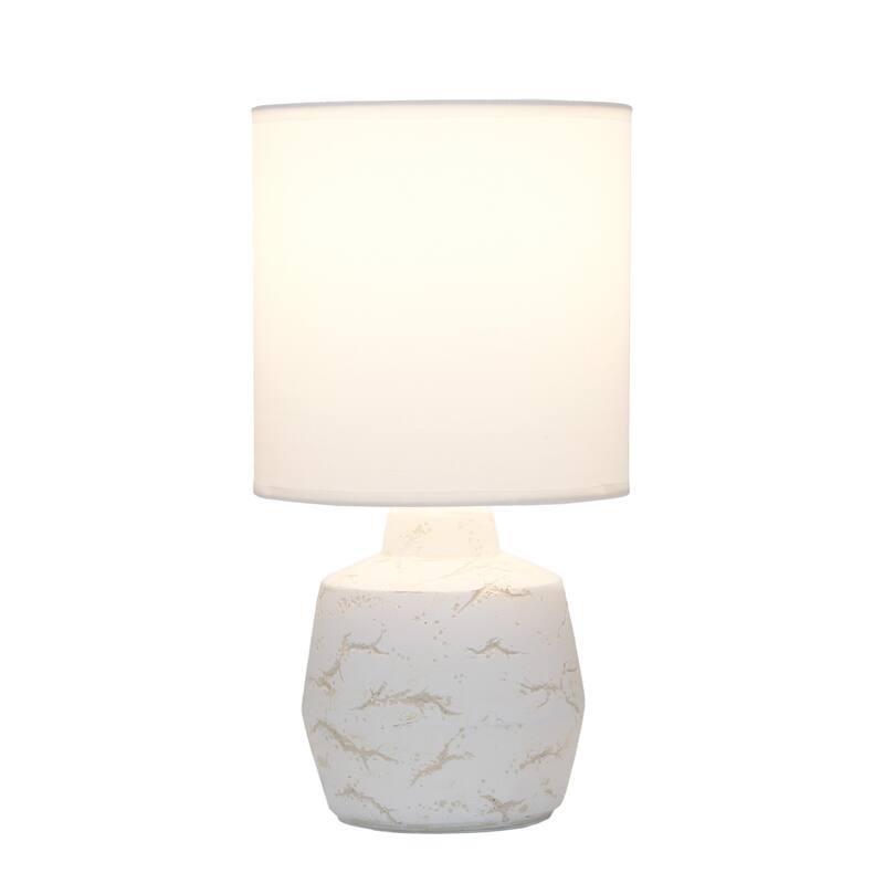 Marble Style Ceramic Table Lamp with Drum Shade - 13.25" - White
