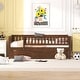 preview thumbnail 1 of 46, Wooden Daybed, Twin Sofa Bed with Trundle and Fence Guardrails for Kids Teens Adults, Wood Slat Support, No Box Spring Needed Walnut - Twin