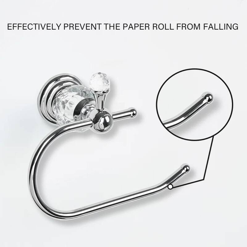 Elegant Wall-Mounted Towel Ring With Crystal Handle - 5.12'' H X 3.74'' W X 7.48'' D