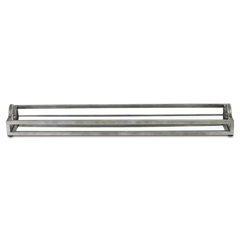 Verena Slim Rectangular Mirrored Tray - Silver