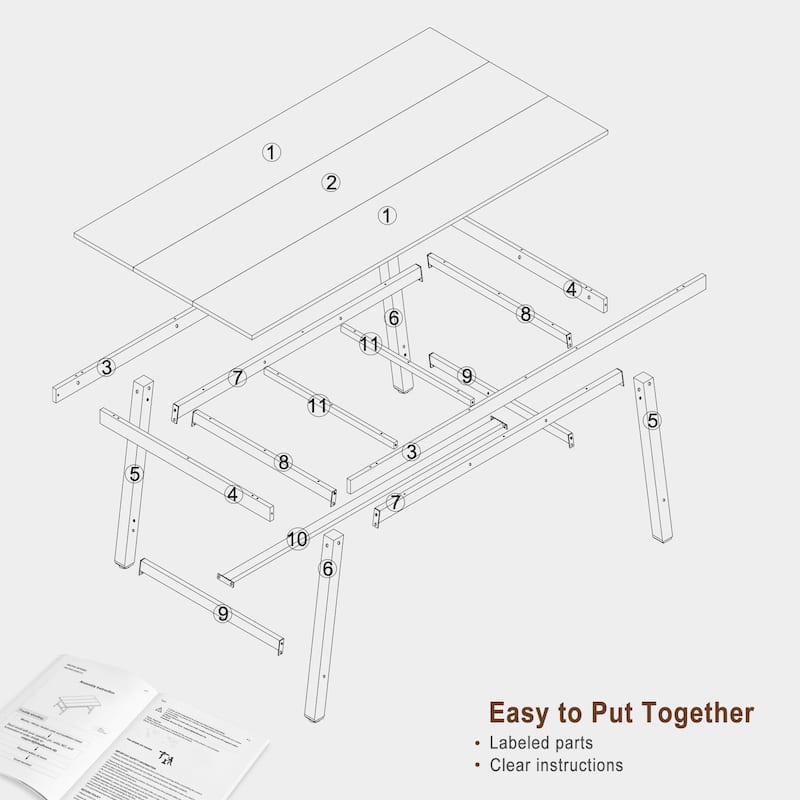 Extra Long Dining Table and Office Desk, Industrial Modern Study Table