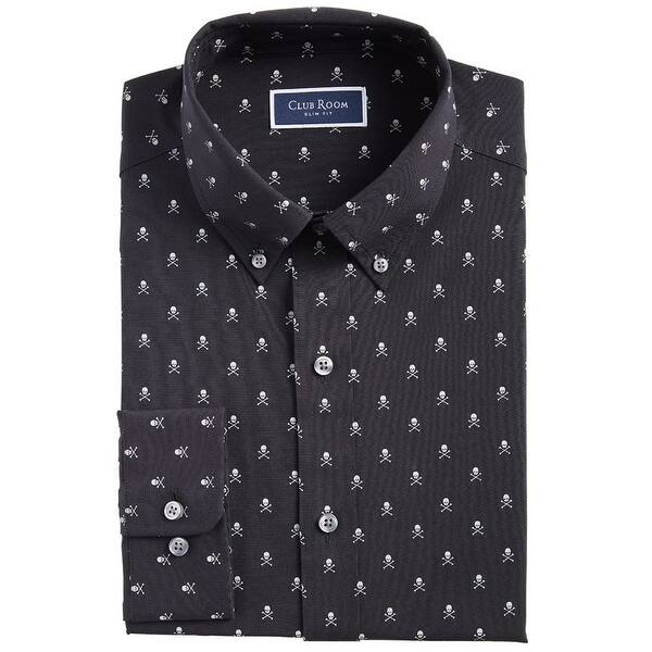 Club Room Men's Slim Fit Skull Print Button Down Shirt Black Size Small -  Bed Bath & Beyond - 40639926