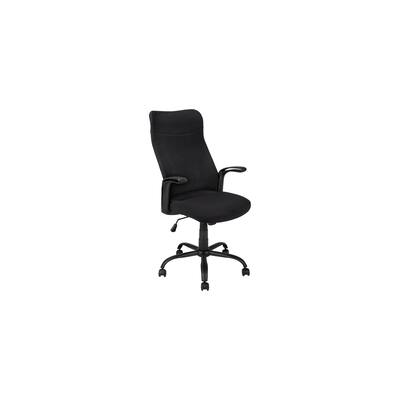 Retro Office Chair - Adjustable Height Executive Desk Chair with Headrest - Black Fabric Task Computer Chair