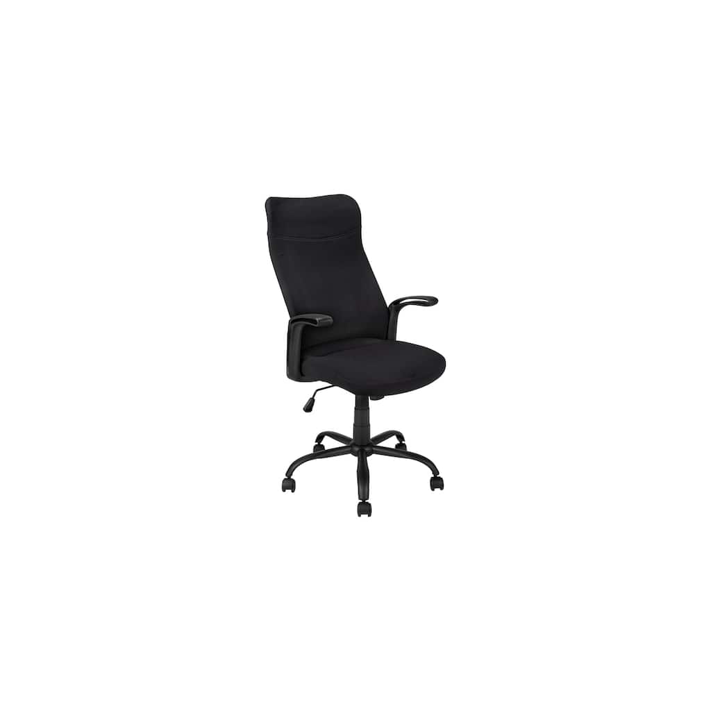 Retro Office Chair - Adjustable Height Executive Desk Chair with Headrest - Black Fabric Task Computer Chair