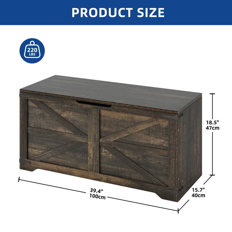 Moasis Farmhouse Storage Chest Storage Bench with 2 Safety Hinges