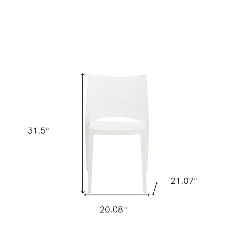 HomeRoots Set of Two White Heavy Duty Plastic Outdoor Stacking Dining Chairs