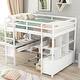 preview thumbnail 11 of 45, Simplicity Loft Bed with All-in-one Storage Shelf Frame and Drawers Underneath, Loft Wood Bed with Desk Built-in Drawers