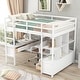 preview thumbnail 1 of 7, White Pinewood Loft Bed with Built-in Desk, Drawers, Shelves, and Storage Cabinets Full - White