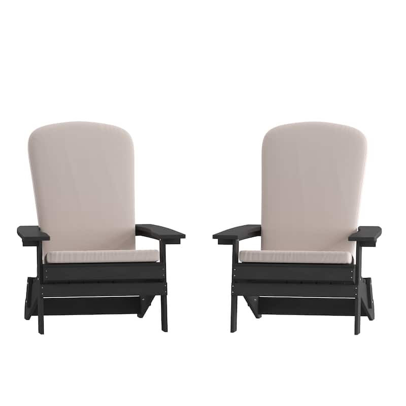 Indoor/Outdoor Folding Adirondack Chairs with Cushions - Set of 2 - 30.25"W x 34"D x 37"H