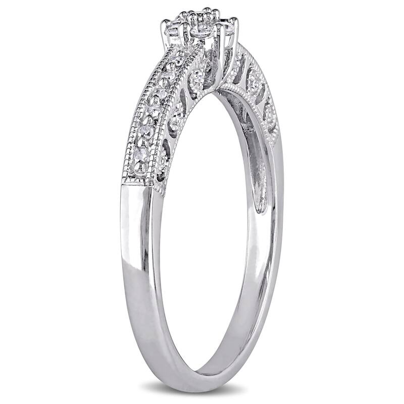 Miadora 1/5ct TDW Diamond Cluster Engagement Ring in Sterling Silver