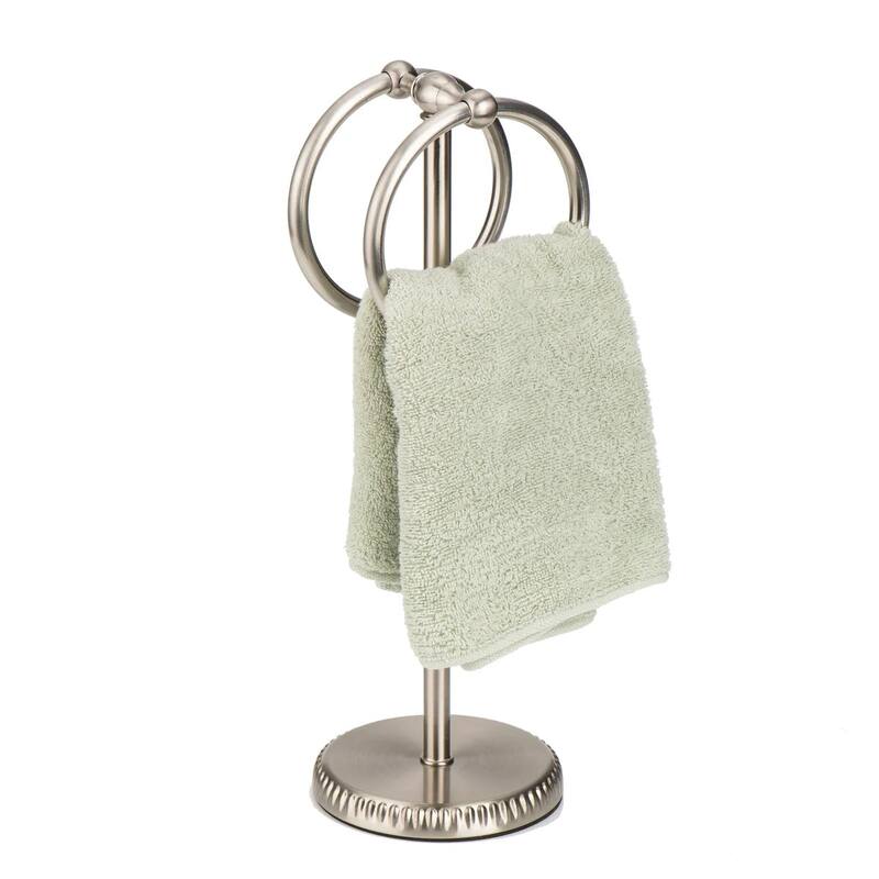 Brushed Satin Nickle Stainless Steel Double Ring Fingertip Towel Holder With Heavy Base
