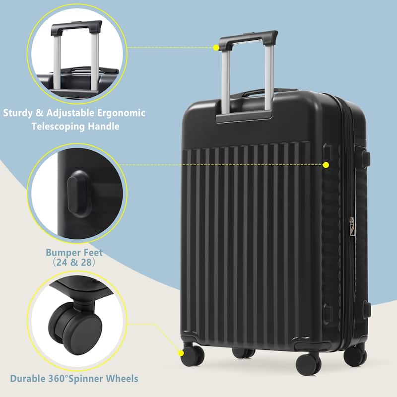 3 Piece Luggage Set Lightweight Hardside Suitcase w/Spinner Wheels