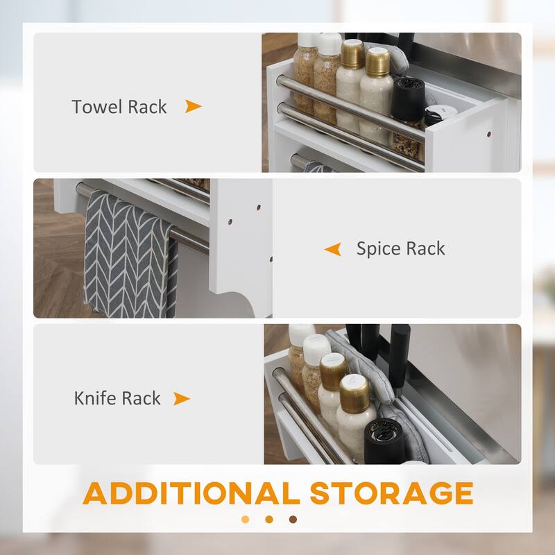 Rolling Kitchen Island With Storage(no include stool)