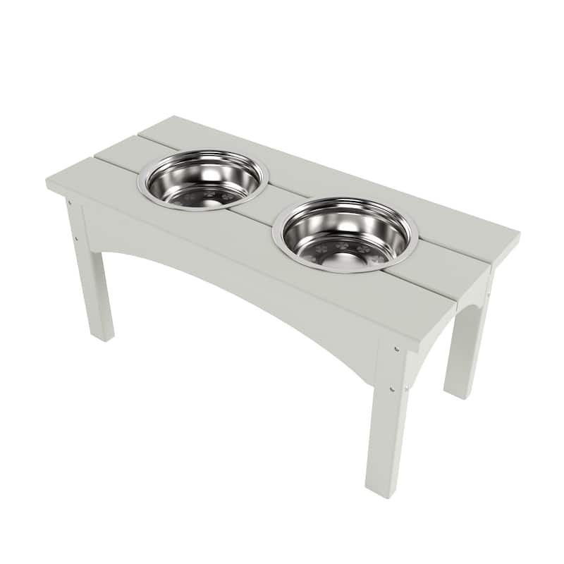 Elevated Pet Feeder with Stainless Steel Bowls - Sand