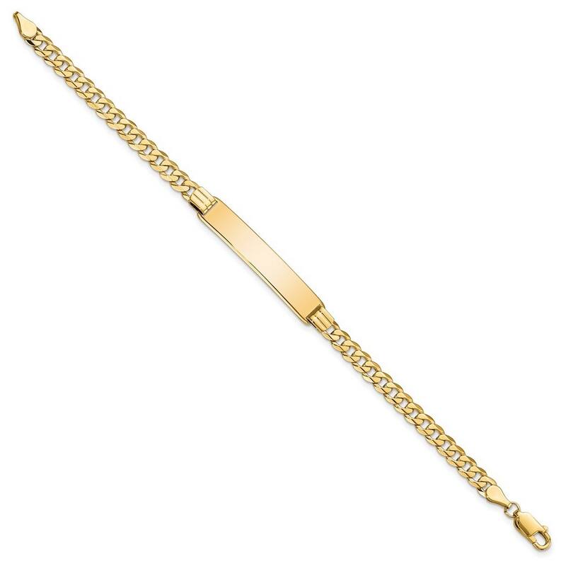 Curata 7mm 14k Yellow Gold Engravable Curb Link ID Bracelet