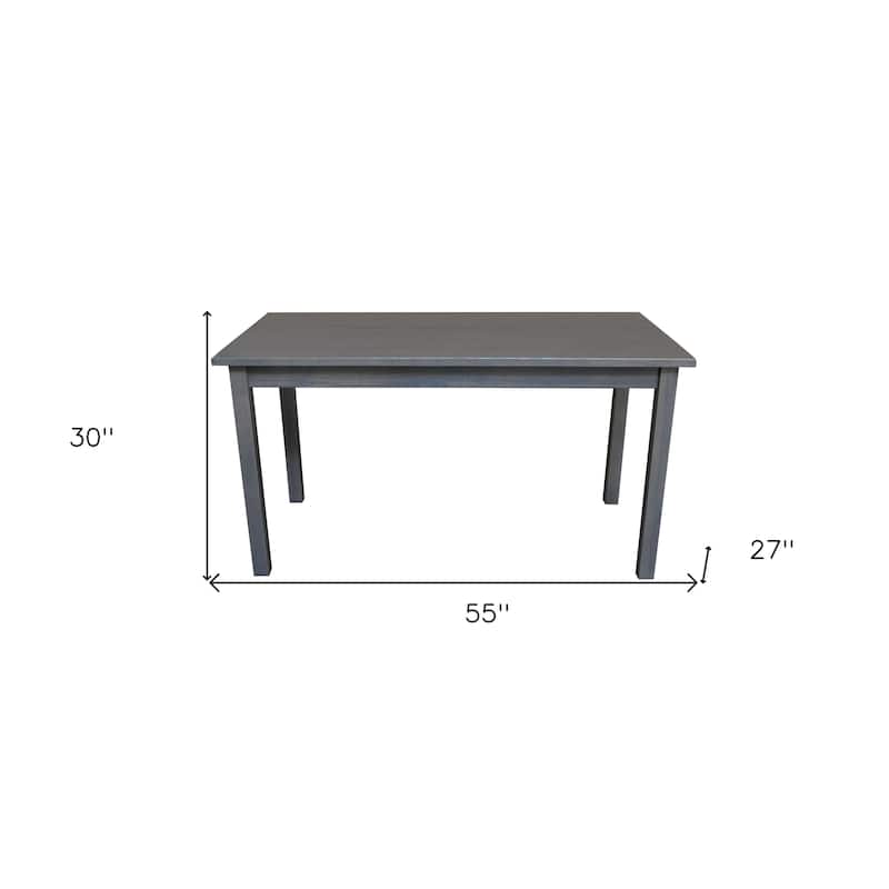 HomeRoots 60" Gray Solid Wood Dining Table - 60.00 in. x 30.00 in. x 27.00 in.