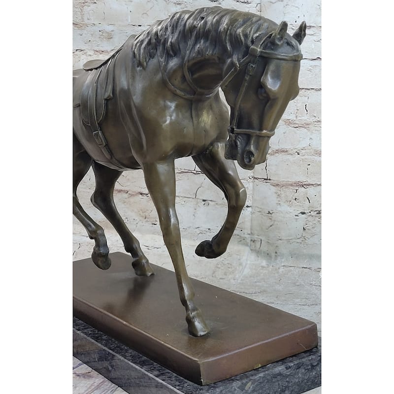 Extra Large Original Bronze Sculpture Imitative Horse Trots Stallion Marble Base Figurine