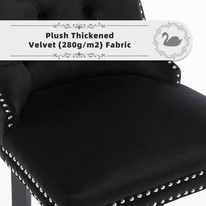 Wing Back Velvet Tufted Nailhead Barstools(Set of 6)