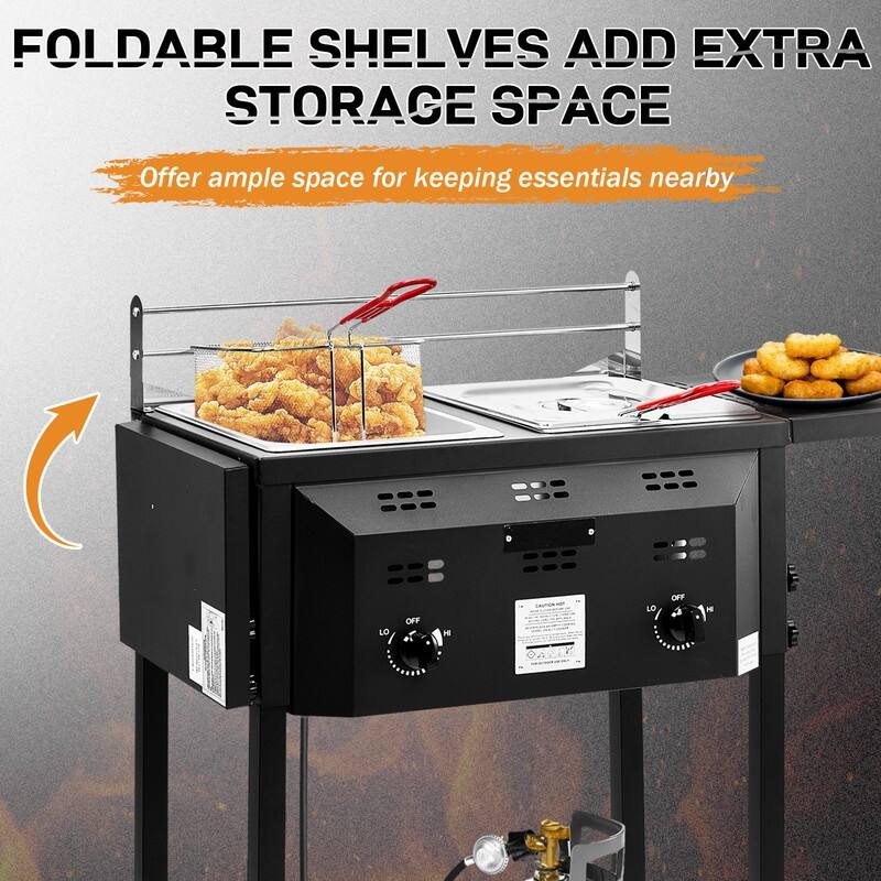 Outdoor Deep Fryer With Dual 8QT Stainless Steel Tank & Basket - N/A