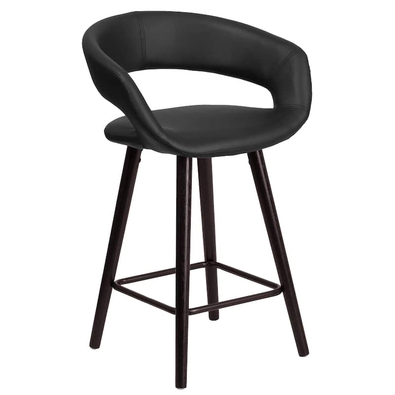 Contemporary Rounded Back Counter Height Stool with Wood Frame - 22"W x 19"D x 33.25"H