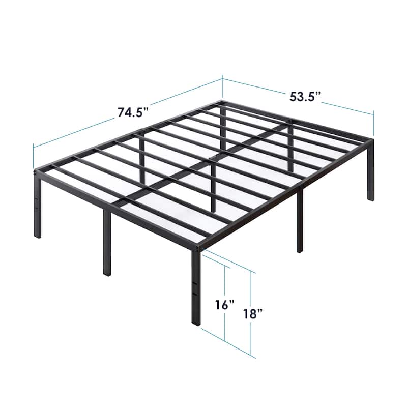 Metal 18-inch Platform Bed with Steel Slats By Crown Comfort