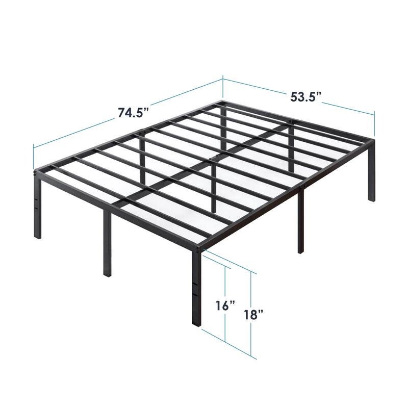 Metal 18-inch Platform Bed with Steel Slats By Crown Comfort