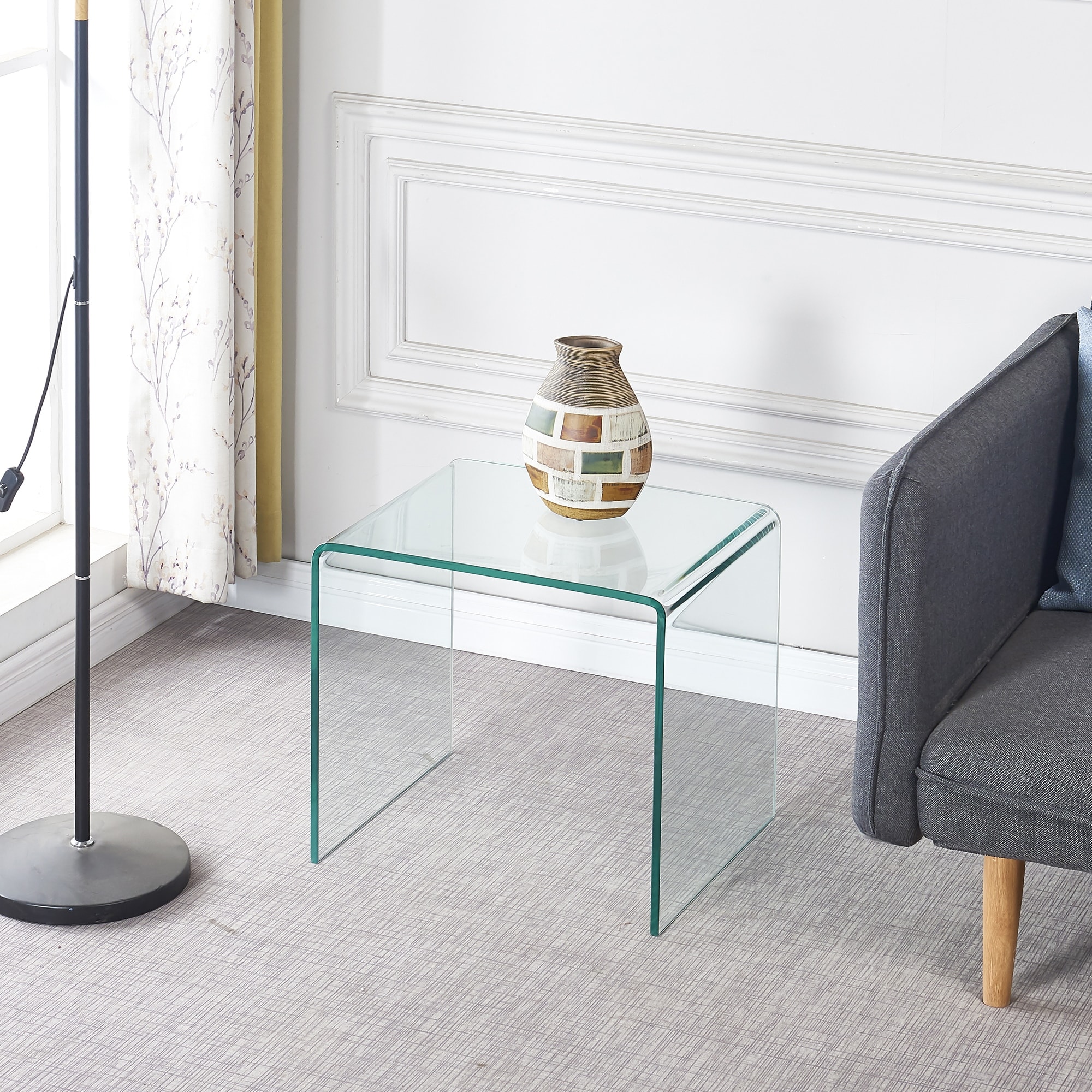 Small glass corner table discount