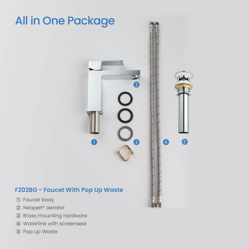 Single Handle Bathroom Sink Faucet with Pop Up Drain