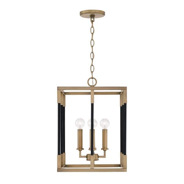 slide 2 of 8, Bleeker 4-light Foyer Pendant Aged Brass/ Black