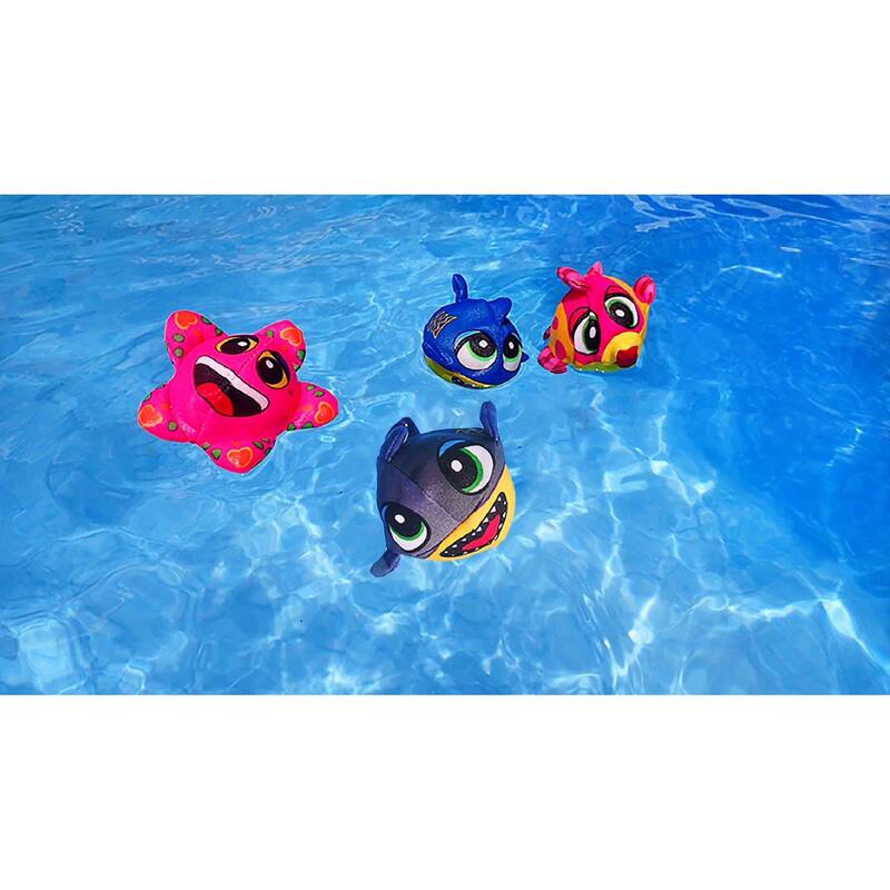 Set of 4 Pink and Yellow Fish Splasher Bombs Outdoor Pool Game 5"