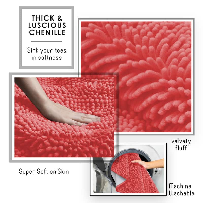 Empyrean Non-Slip Super Plush Chenille Bathroom Rugs