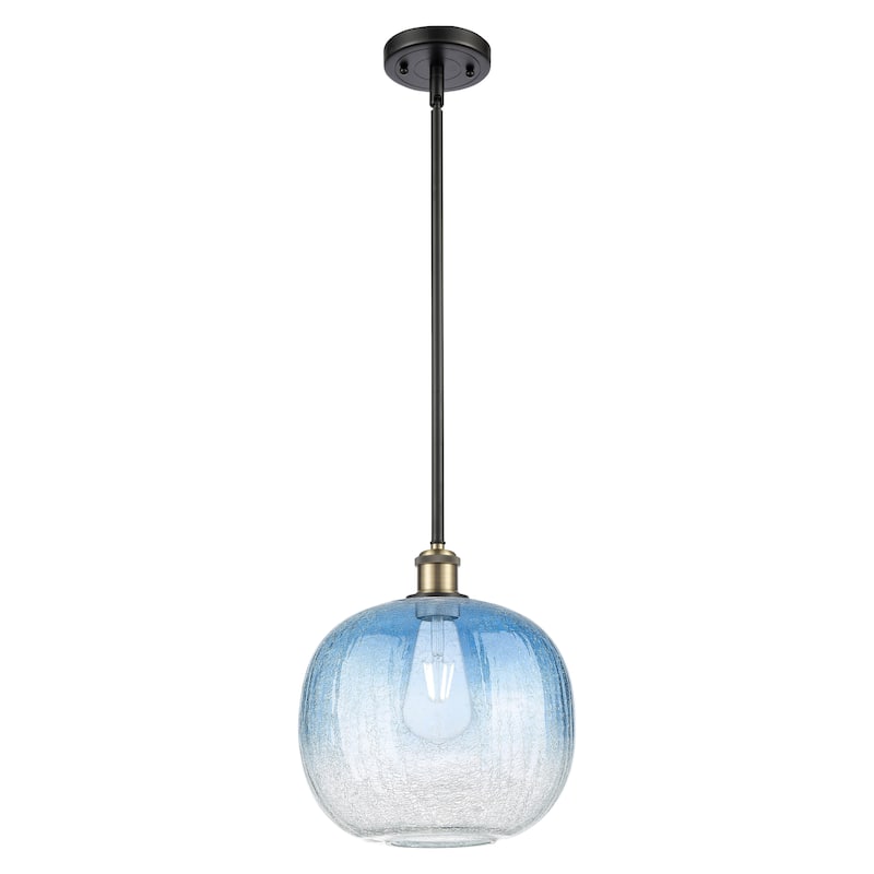 Innovations Lighting Endless Possibilities Ballston - Brookhaven Sphere - 1 Light 11" Stem Hung Mini Pendant - Black Antique Brass/Sapphire Blue