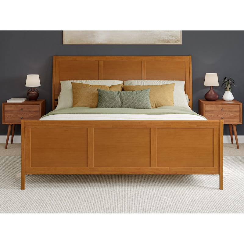 Valencia Solid Wood Low Profile Sleigh Platform Bed with Matching Footboard