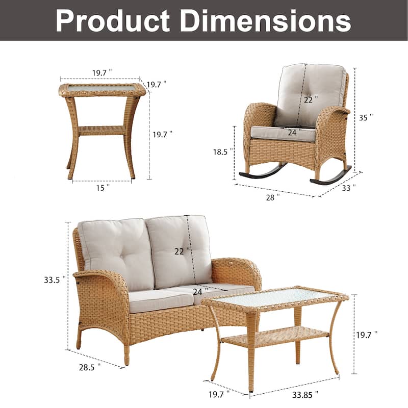 Gymojoy Outdoor Wicker Patio Furniture Loveseat and Chair Set