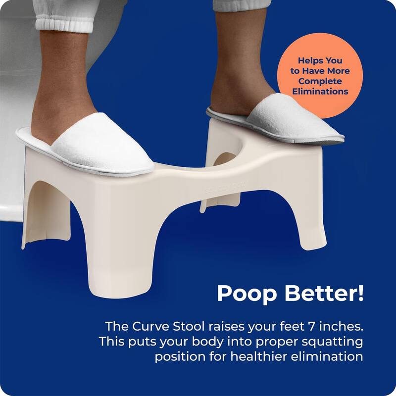 Squatty Potty Simple Bathroom Toilet Stool, Buttercream 7 Inch Ergonomic Stool - Posture-Enhancing Bathroom Footrest