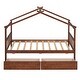 preview thumbnail 6 of 21, Twin Size Wooden House-Shaped Bed with Built-In Drawers for Creative and Organized Kids' Bedrooms