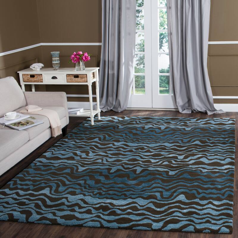 SAFAVIEH Handmade Soho Cherrelle Tribal N.Z. Wool Rug - 9'6" x 13'6" - Blue/Brown