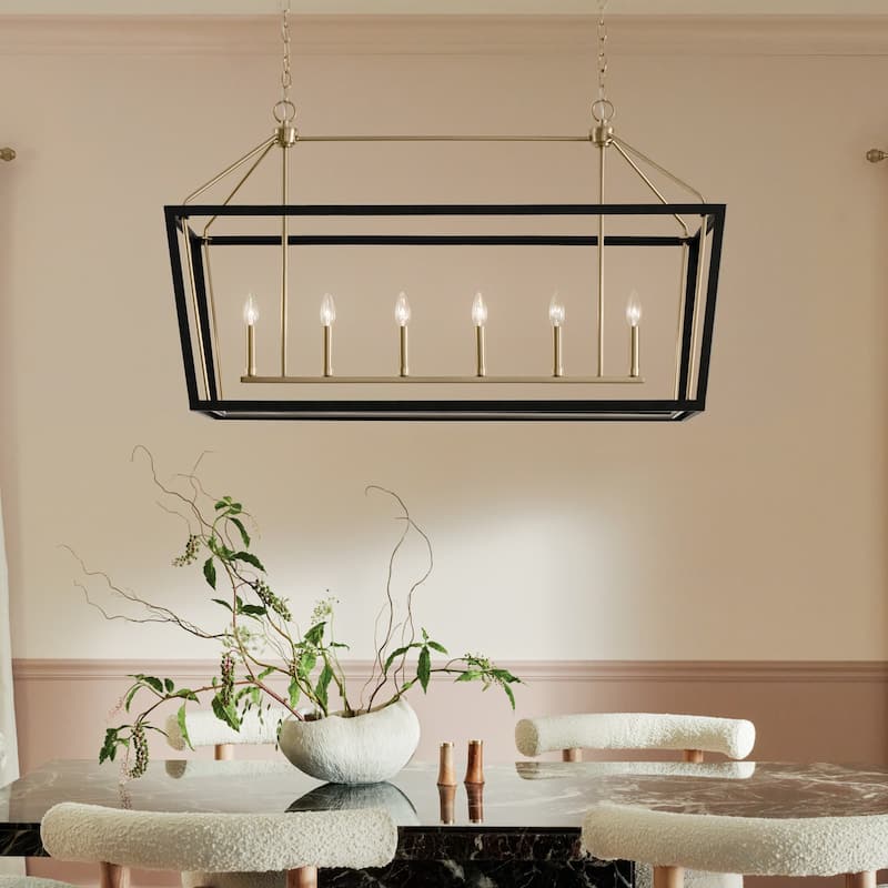 Delvin 44.25 in. 6-Light Linear Chandelier with Removable Glass