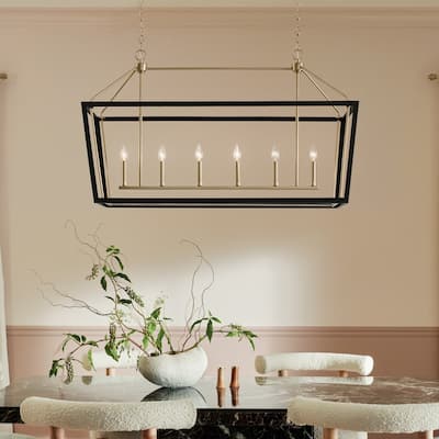 Delvin 44.25 in. 6-Light Linear Chandelier with Removable Glass