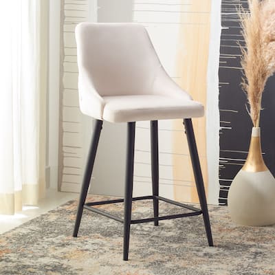 SAFAVIEH Kelsey 24-inch Velvet Counter Stool - 22.4" x 18.2" x 36.6"