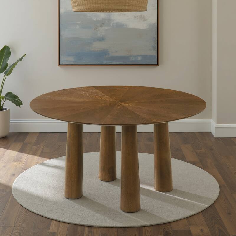 Klarissa Mid-Century Modern 54 in Round Dining Table in Walnut Finish 