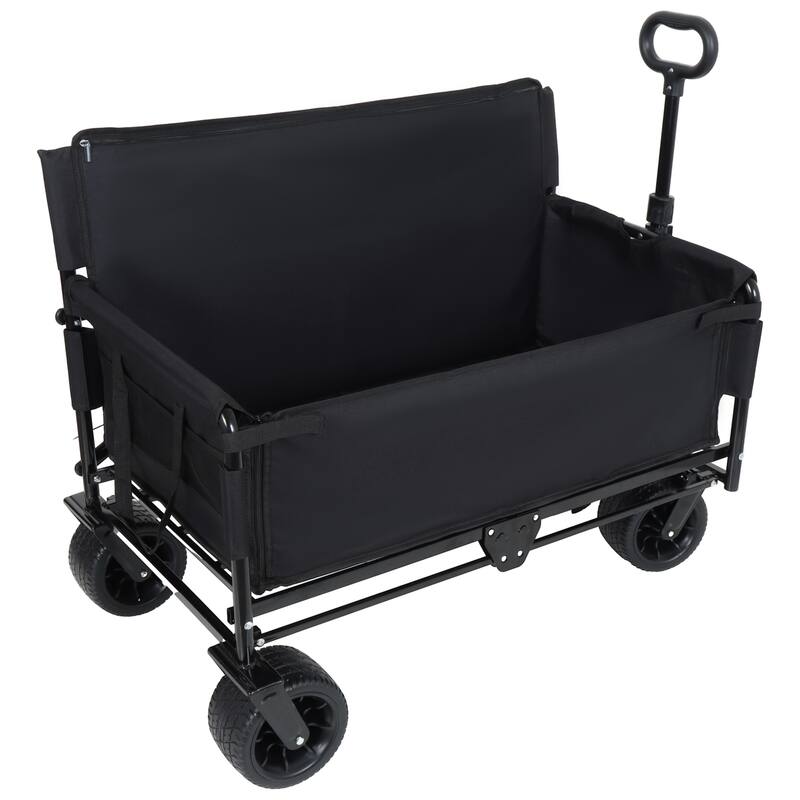3-in-1 Heavy-Duty Folding Wagon Cart with Bench & All-Terrain Wheels