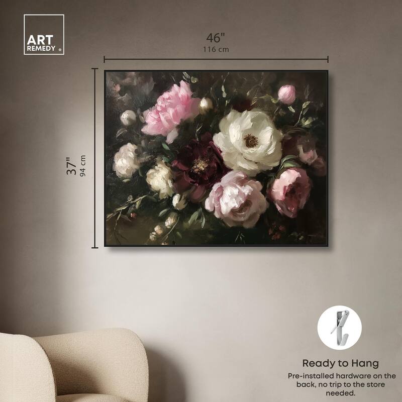 Peony Palette Nocturne Canvas by Art Remedy