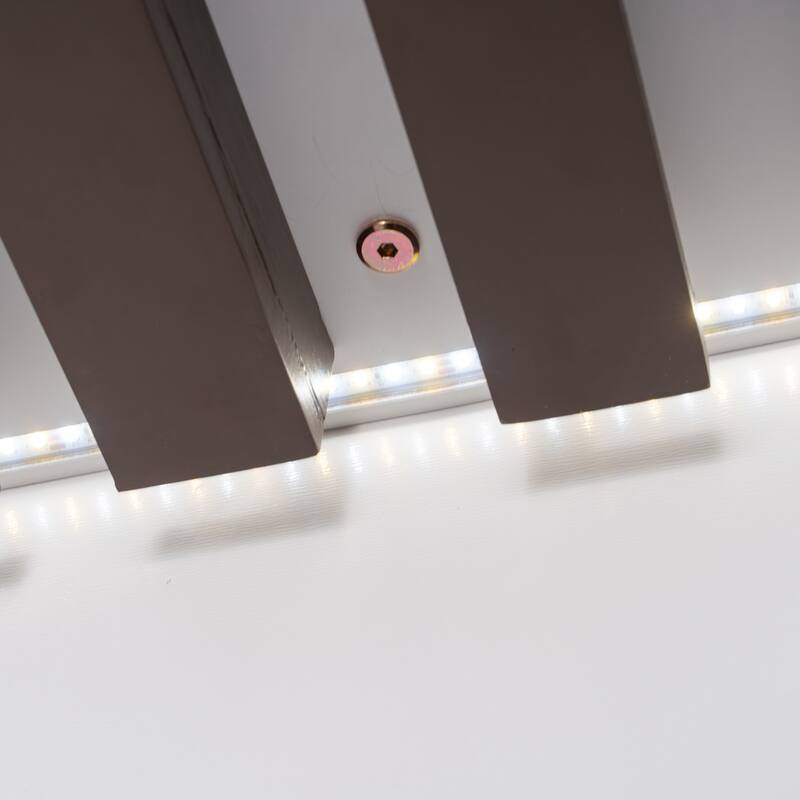 Queen Size Wooden Murphy Bed Smart LED Wall Bed Frame with Storage Cabinet, Wine Rack, Glass Holder and Drawers