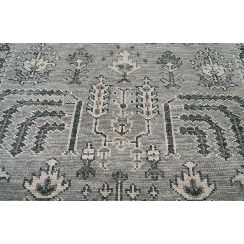 Hand Knotted Gray Turkish Oushak Wool Traditional Oriental Area Rug - 7' 11'' x 10'