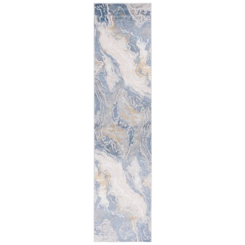 SAFAVIEH Palma Cloe Modern Abstract Rug - 2'2" x 9' Runner - Beige/Light Blue