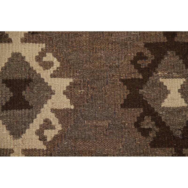 Hand Woven Oriental 100% Wool Carpet Southwestern Geometric Brown Kilim Area Rug - 6' 4'' X 5' 0''