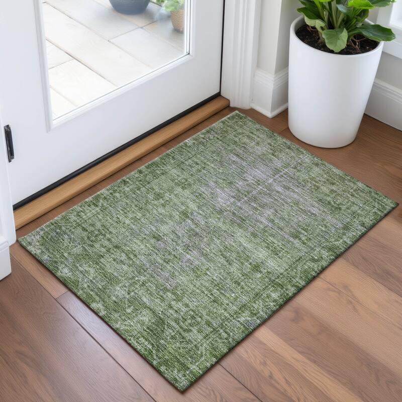 Premium Washable Super Soft Vintage Traditional Mayfield Rug - Fern - 1'8" x 2'6"