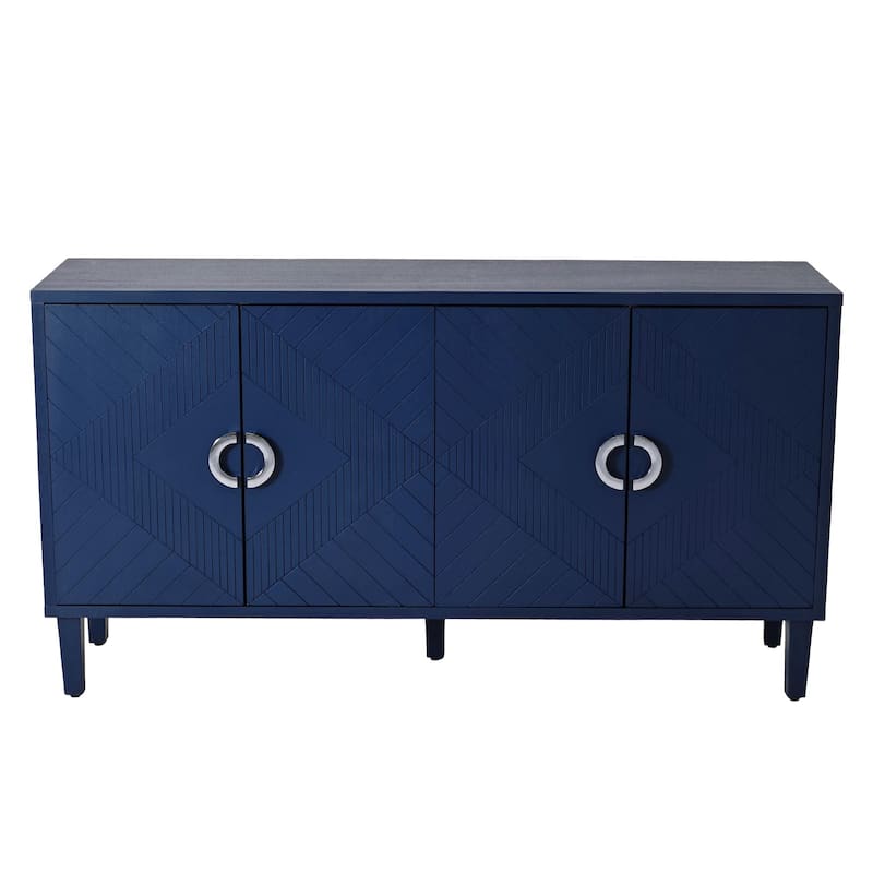 Contemporary Storage Cabinet with Sculpted Doors, Pine Legs and Adjustable Shelf for Versatile Home Organization